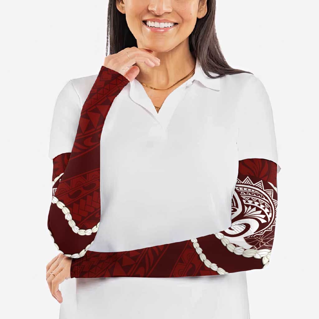Aloha Hawaii Kalo Pikake Lei Arm Sleeves Chest Tattoo Oxblood Hawaiian Pattern