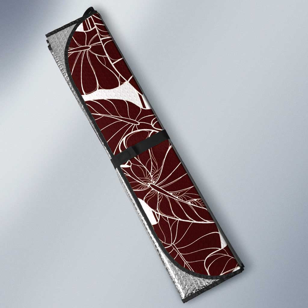 Aloha Hawaii Kalo Pikake Lei Auto Sun Shade Chest Tattoo Oxblood Hawaiian Pattern