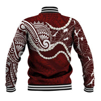 Aloha Hawaii Kalo Pikake Lei Baseball Jacket Chest Tattoo Oxblood Hawaiian Pattern