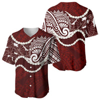 Aloha Hawaii Kalo Pikake Lei Baseball Jersey Chest Tattoo Oxblood Hawaiian Pattern