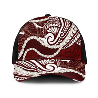 Aloha Hawaii Kalo Pikake Lei Baseball Net Cap Chest Tattoo Oxblood Hawaiian Pattern LT14 One Size Black Oxblood - Polynesian Pride