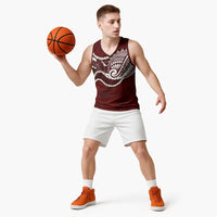 Aloha Hawaii Kalo Pikake Lei Basketball Jersey Chest Tattoo Oxblood Hawaiian Pattern LT14 - Polynesian Pride