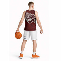 Aloha Hawaii Kalo Pikake Lei Basketball Jersey Chest Tattoo Oxblood Hawaiian Pattern LT14 - Polynesian Pride