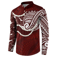 Aloha Hawaii Kalo Pikake Lei Button Sweatshirt Chest Tattoo Oxblood Hawaiian Pattern