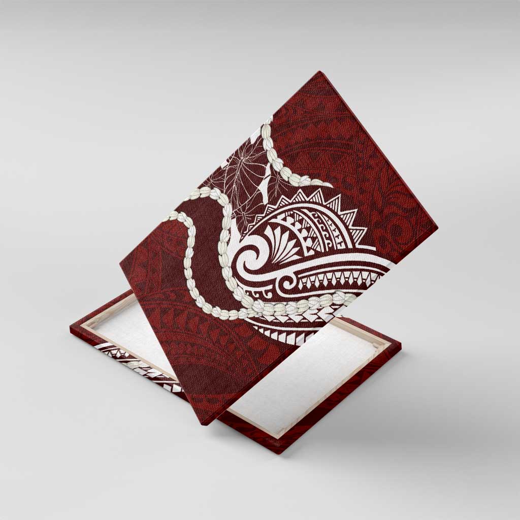 Aloha Hawaii Kalo Pikake Lei Canvas Wall Art Chest Tattoo Oxblood Hawaiian Pattern