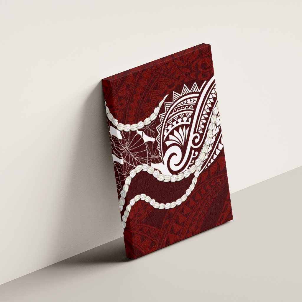 Aloha Hawaii Kalo Pikake Lei Canvas Wall Art Chest Tattoo Oxblood Hawaiian Pattern