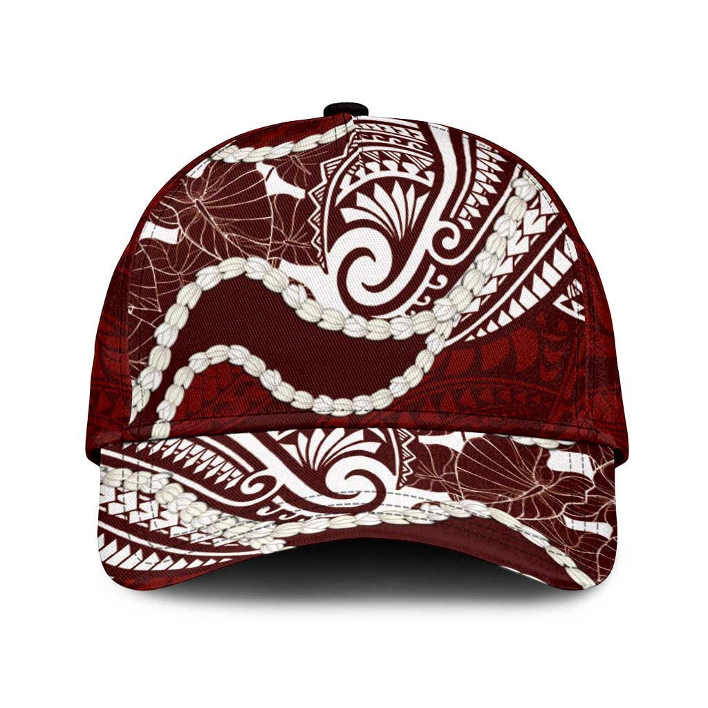 Aloha Hawaii Kalo Pikake Lei Classic Cap Chest Tattoo Oxblood Hawaiian Pattern LT14 Universal Fit Oxblood - Polynesian Pride
