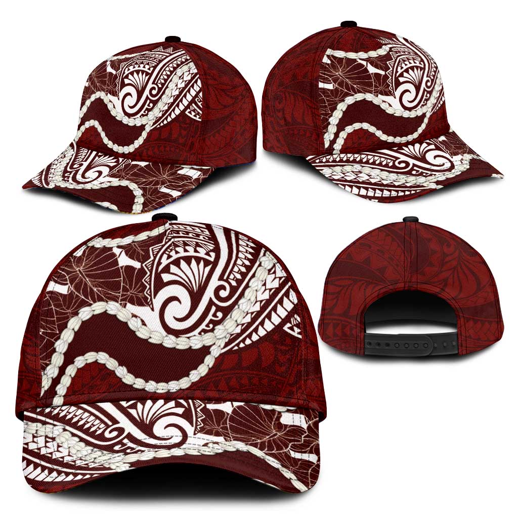 Aloha Hawaii Kalo Pikake Lei Classic Cap Chest Tattoo Oxblood Hawaiian Pattern LT14 - Polynesian Pride