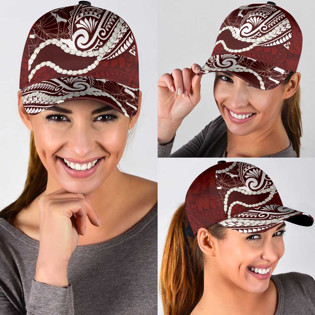 Aloha Hawaii Kalo Pikake Lei Classic Cap Chest Tattoo Oxblood Hawaiian Pattern LT14 - Polynesian Pride