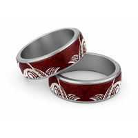 Aloha Hawaii Kalo Pikake Lei Classic Ring Chest Tattoo Oxblood Hawaiian Pattern LT14 Sliver Oxblood - Polynesian Pride