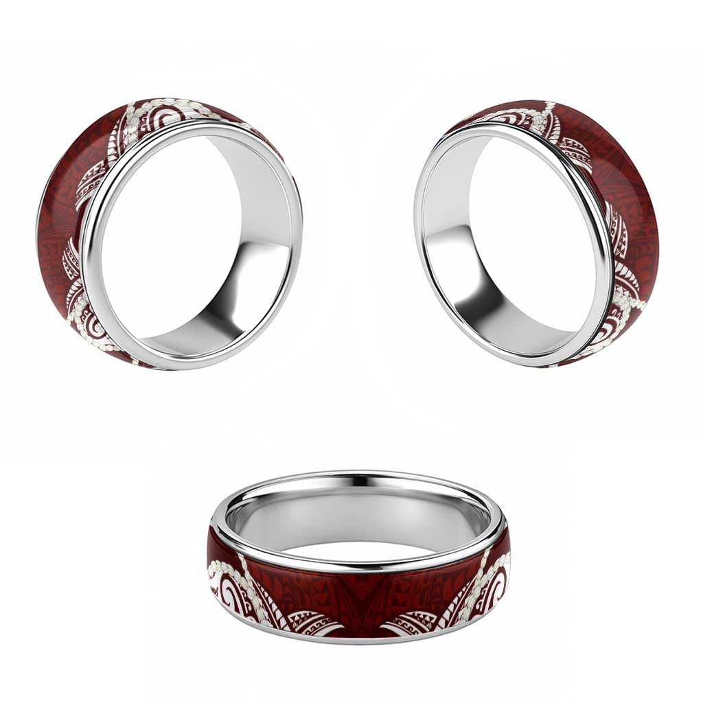 Aloha Hawaii Kalo Pikake Lei Classic Ring Chest Tattoo Oxblood Hawaiian Pattern LT14 - Polynesian Pride