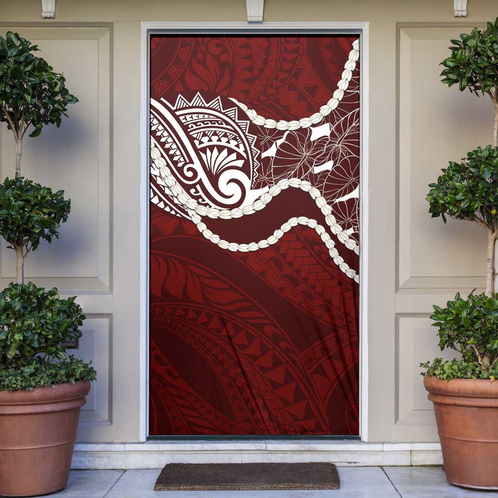 Aloha Hawaii Kalo Pikake Lei Door Cover Chest Tattoo Oxblood Hawaiian Pattern LT14 Oxblood - Polynesian Pride