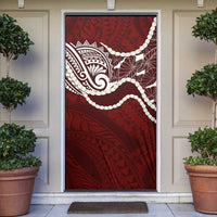 Aloha Hawaii Kalo Pikake Lei Door Cover Chest Tattoo Oxblood Hawaiian Pattern LT14 Oxblood - Polynesian Pride