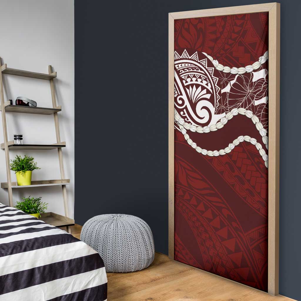 Aloha Hawaii Kalo Pikake Lei Door Cover Chest Tattoo Oxblood Hawaiian Pattern LT14 - Polynesian Pride