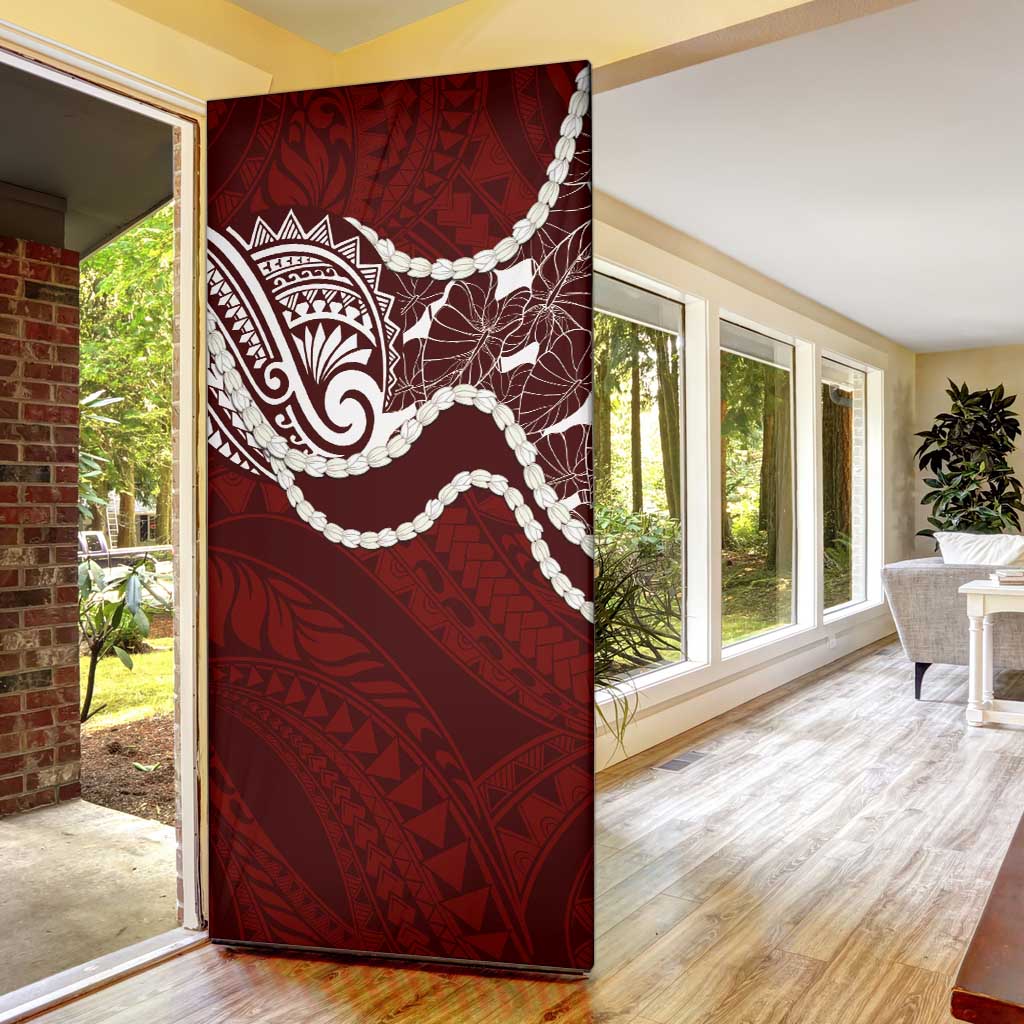 Aloha Hawaii Kalo Pikake Lei Door Cover Chest Tattoo Oxblood Hawaiian Pattern LT14 - Polynesian Pride