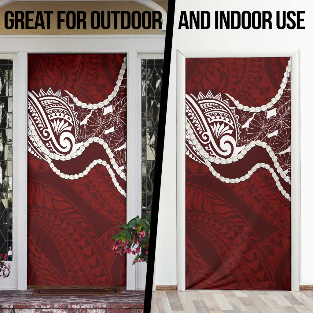 Aloha Hawaii Kalo Pikake Lei Door Cover Chest Tattoo Oxblood Hawaiian Pattern LT14 - Polynesian Pride