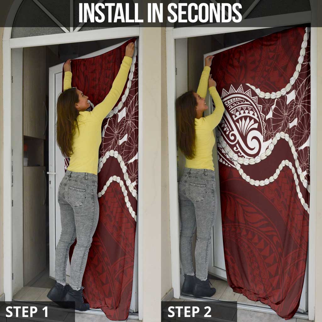 Aloha Hawaii Kalo Pikake Lei Door Cover Chest Tattoo Oxblood Hawaiian Pattern LT14 - Polynesian Pride