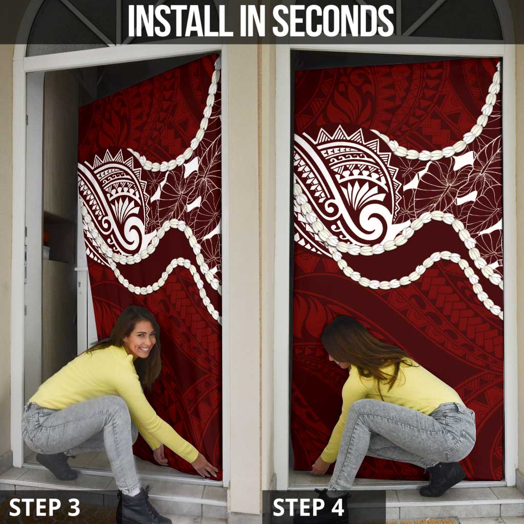 Aloha Hawaii Kalo Pikake Lei Door Cover Chest Tattoo Oxblood Hawaiian Pattern LT14 - Polynesian Pride