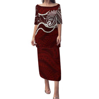 Aloha Hawaii Kalo Pikake Lei Family Matching Puletasi and Hawaiian Shirt Chest Tattoo Oxblood Hawaiian Pattern