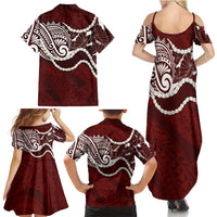 Aloha Hawaii Kalo Pikake Lei Family Matching Summer Maxi Dress and Hawaiian Shirt Chest Tattoo Oxblood Hawaiian Pattern