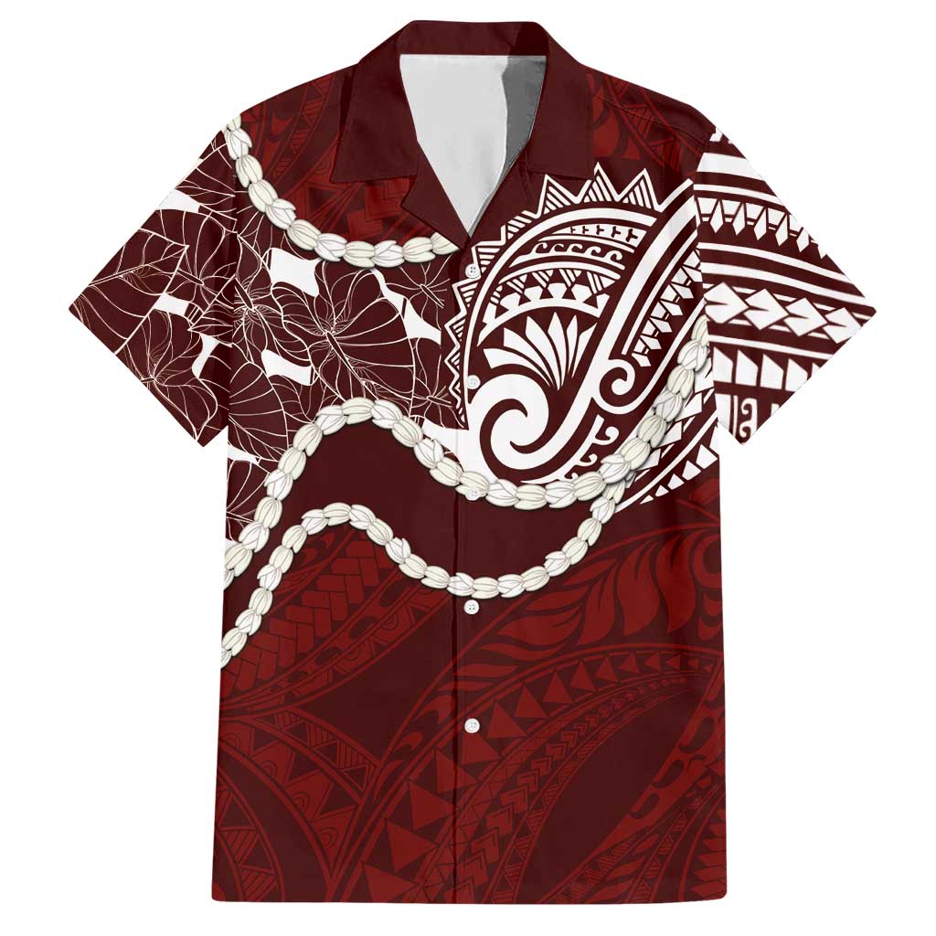 Aloha Hawaii Kalo Pikake Lei Hawaiian Shirt Chest Tattoo Oxblood Hawaiian Pattern LT14 Oxblood - Polynesian Pride