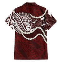 Aloha Hawaii Kalo Pikake Lei Hawaiian Shirt Chest Tattoo Oxblood Hawaiian Pattern LT14 - Polynesian Pride