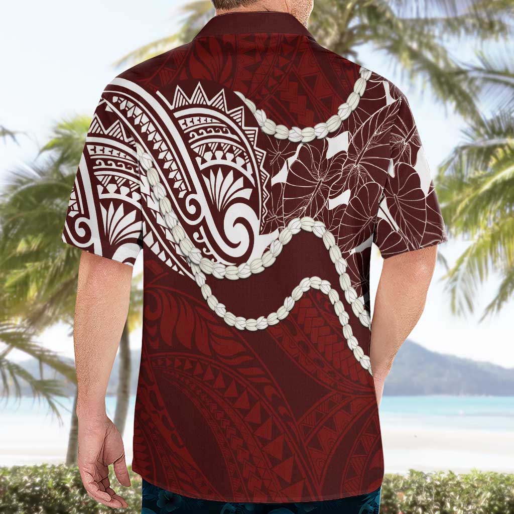 Aloha Hawaii Kalo Pikake Lei Hawaiian Shirt Chest Tattoo Oxblood Hawaiian Pattern LT14 - Polynesian Pride