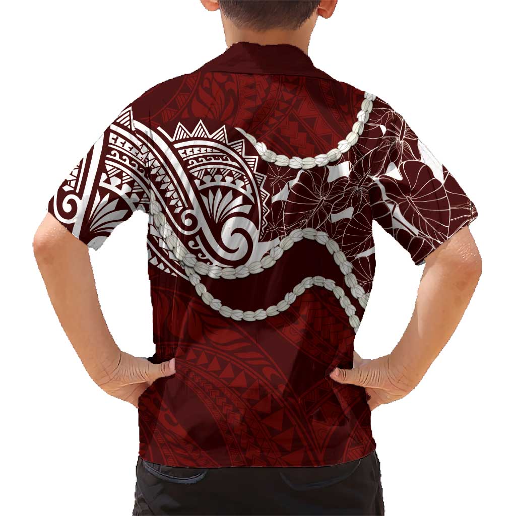 Aloha Hawaii Kalo Pikake Lei Hawaiian Shirt Chest Tattoo Oxblood Hawaiian Pattern LT14 - Polynesian Pride