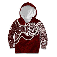 Aloha Hawaii Kalo Pikake Lei Kid Hoodie Chest Tattoo Oxblood Hawaiian Pattern LT14 Hoodie Oxblood - Polynesian Pride