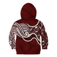 Aloha Hawaii Kalo Pikake Lei Kid Hoodie Chest Tattoo Oxblood Hawaiian Pattern LT14 - Polynesian Pride