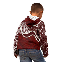 Aloha Hawaii Kalo Pikake Lei Kid Hoodie Chest Tattoo Oxblood Hawaiian Pattern LT14 - Polynesian Pride
