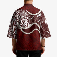 Aloha Hawaii Kalo Pikake Lei Kimono Chest Tattoo Oxblood Hawaiian Pattern