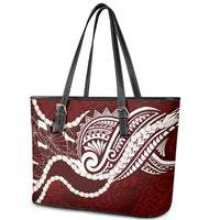 Aloha Hawaii Kalo Pikake Lei Leather Tote Bag Chest Tattoo Oxblood Hawaiian Pattern