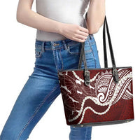 Aloha Hawaii Kalo Pikake Lei Leather Tote Bag Chest Tattoo Oxblood Hawaiian Pattern