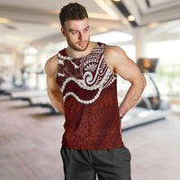 Aloha Hawaii Kalo Pikake Lei Men Tank Top Chest Tattoo Oxblood Hawaiian Pattern