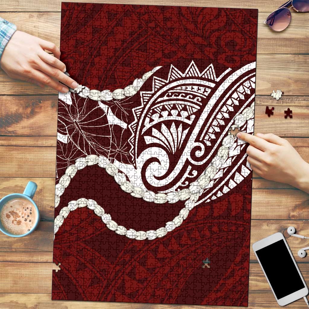 Aloha Hawaii Kalo Pikake Lei Puzzle Chest Tattoo Oxblood Hawaiian Pattern
