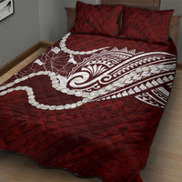 Aloha Hawaii Kalo Pikake Lei Quilt Bed Set Chest Tattoo Oxblood Hawaiian Pattern