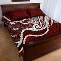 Aloha Hawaii Kalo Pikake Lei Quilt Bed Set Chest Tattoo Oxblood Hawaiian Pattern