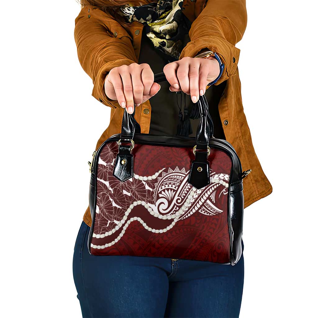 Aloha Hawaii Kalo Pikake Lei Shoulder Handbag Chest Tattoo Oxblood Hawaiian Pattern