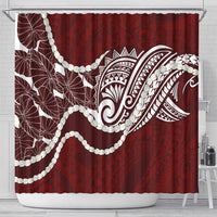 Aloha Hawaii Kalo Pikake Lei Shower Curtain Chest Tattoo Oxblood Hawaiian Pattern