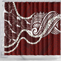 Aloha Hawaii Kalo Pikake Lei Shower Curtain Chest Tattoo Oxblood Hawaiian Pattern