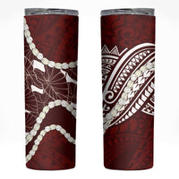 Aloha Hawaii Kalo Pikake Lei Skinny Tumbler Chest Tattoo Oxblood Hawaiian Pattern