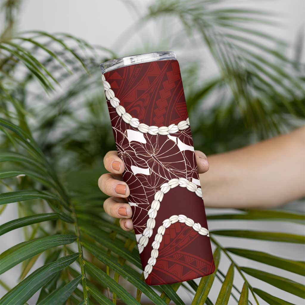 Aloha Hawaii Kalo Pikake Lei Skinny Tumbler Chest Tattoo Oxblood Hawaiian Pattern