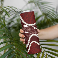 Aloha Hawaii Kalo Pikake Lei Skinny Tumbler Chest Tattoo Oxblood Hawaiian Pattern