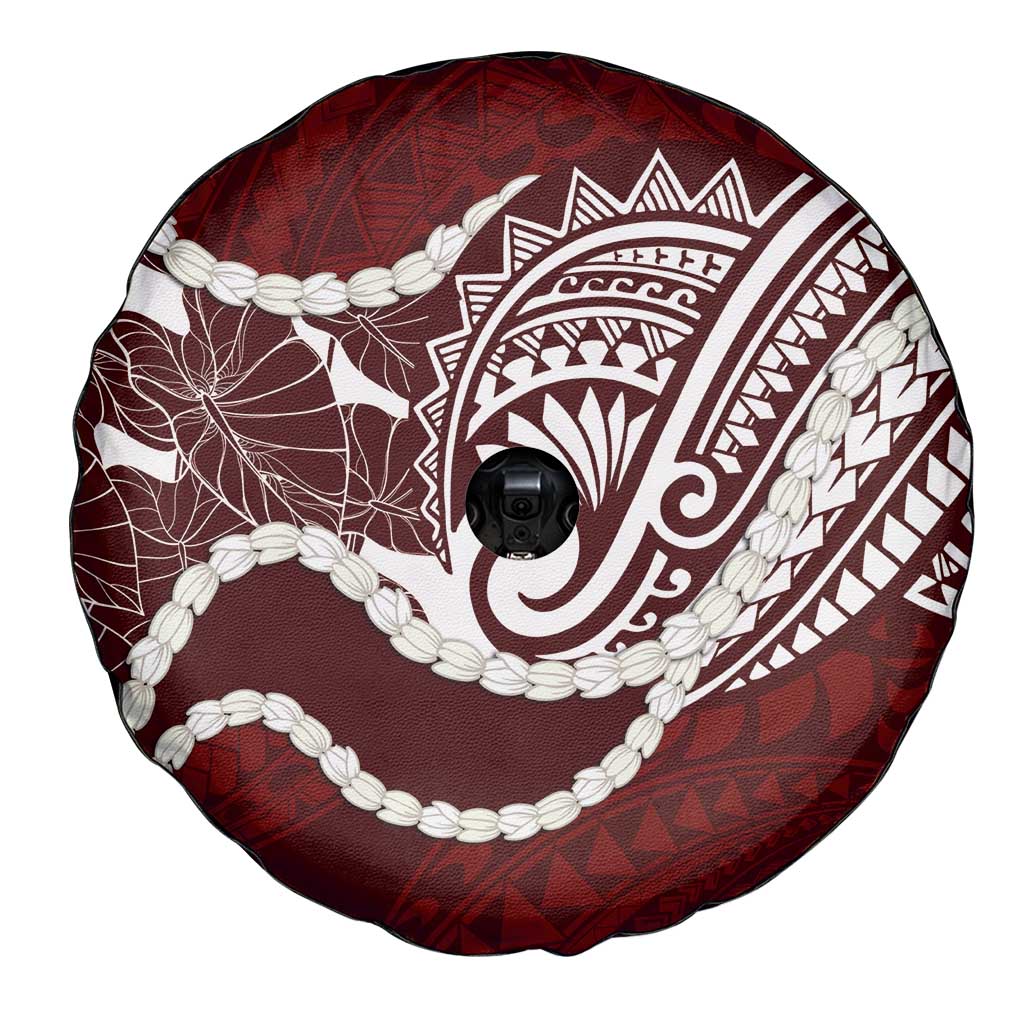 Aloha Hawaii Kalo Pikake Lei Spare Tire Cover Chest Tattoo Oxblood Hawaiian Pattern