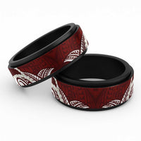Aloha Hawaii Kalo Pikake Lei Spinner Ring Chest Tattoo Oxblood Hawaiian Pattern LT14 Black Oxblood - Polynesian Pride