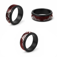 Aloha Hawaii Kalo Pikake Lei Spinner Ring Chest Tattoo Oxblood Hawaiian Pattern LT14 - Polynesian Pride