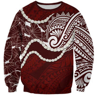Aloha Hawaii Kalo Pikake Lei Sweatshirt Chest Tattoo Oxblood Hawaiian Pattern LT14 Unisex Oxblood - Polynesian Pride