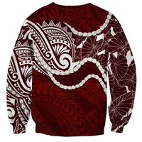 Aloha Hawaii Kalo Pikake Lei Sweatshirt Chest Tattoo Oxblood Hawaiian Pattern LT14 - Polynesian Pride
