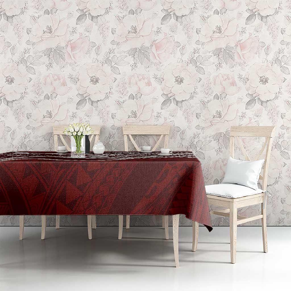 Aloha Hawaii Kalo Pikake Lei Tablecloth Chest Tattoo Oxblood Hawaiian Pattern